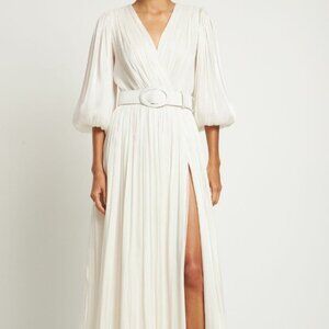Costarellos White Belted Maxi Dress - Size 38 FR/6 US, Worn Once